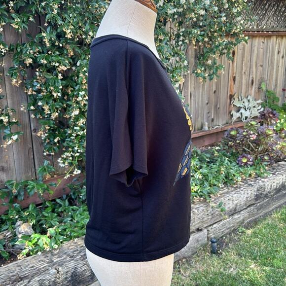 S.O.Y. Shine On You Black Owl Blouse Top Women’s size Medium - Picture 6 of 11